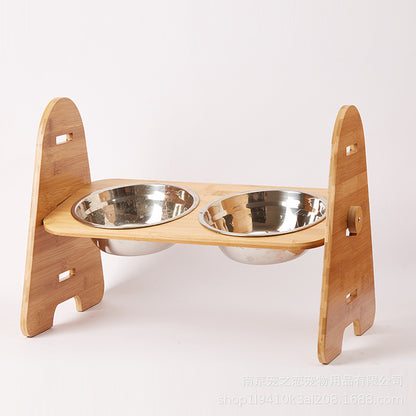 Bamboo Elevated Double Dog Bowl | Ergonomic Pet Feeder Australia