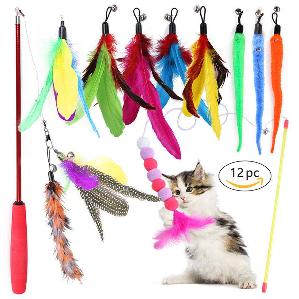 Cat Toy Feather Retractable 12-piece Set | Best Pet Toys in Australia