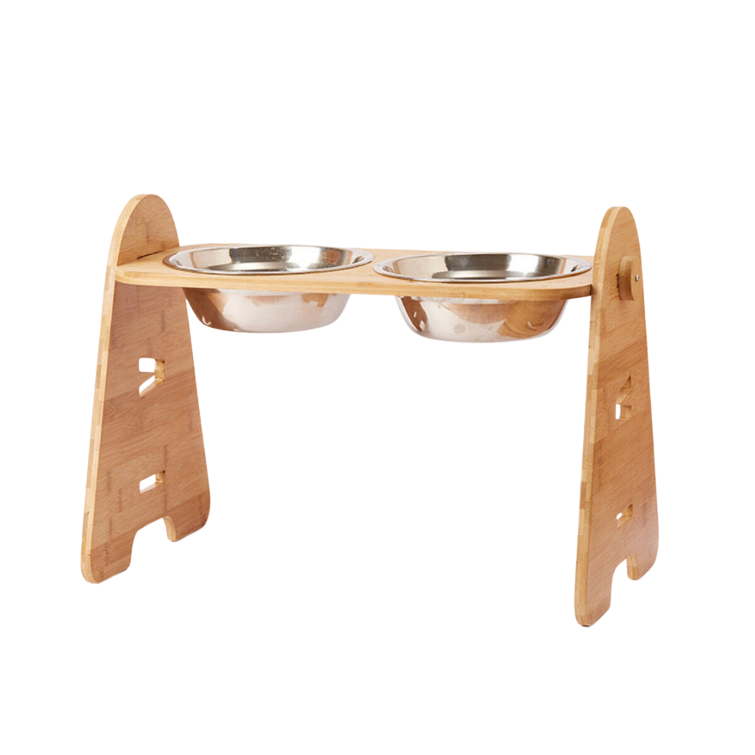 Bamboo Elevated Double Dog Bowl | Ergonomic Pet Feeder