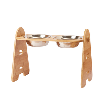 Bamboo Elevated Double Dog Bowl | Ergonomic Pet Feeder