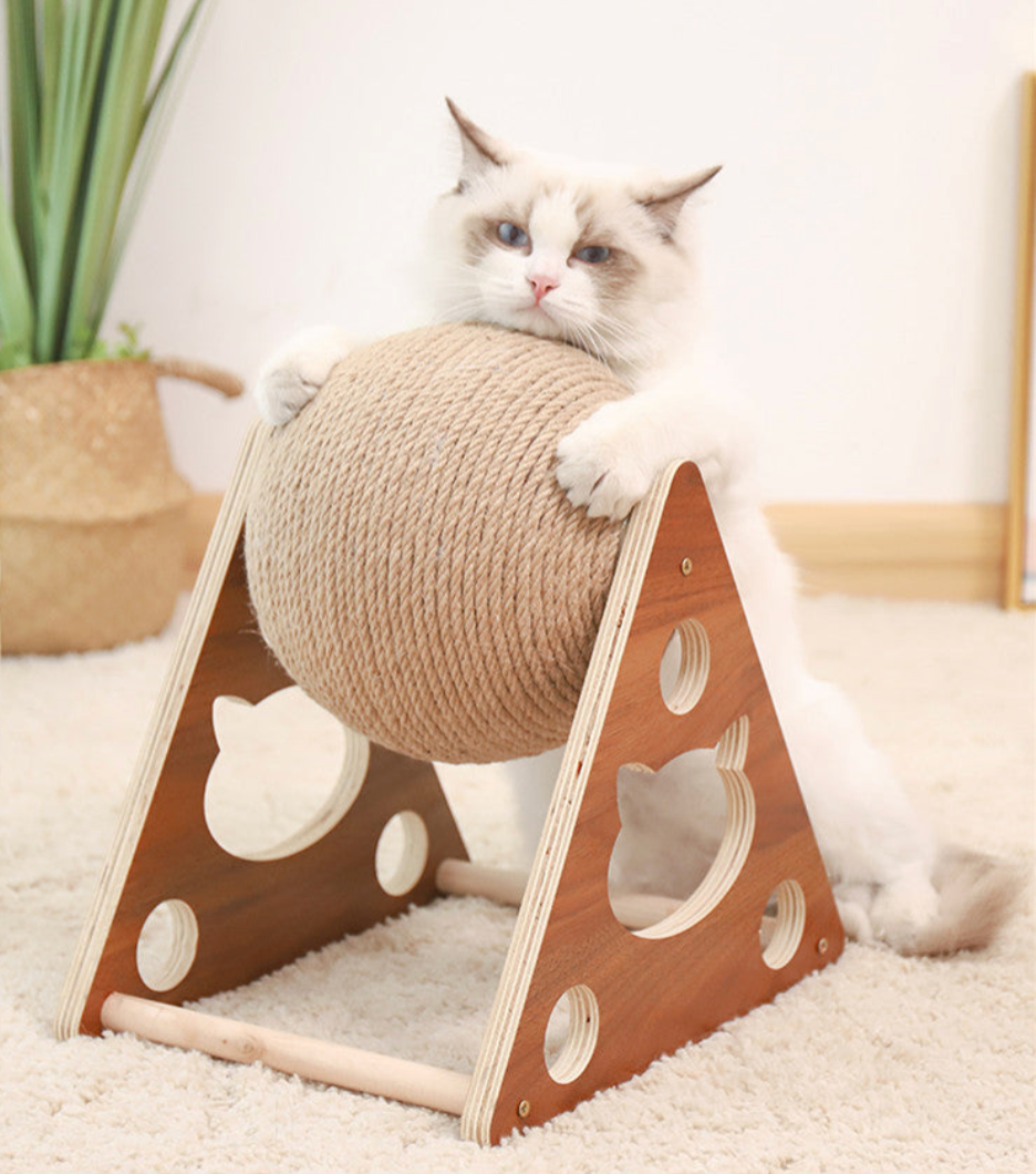 Triangular Cat Scratcher with Ball | Cat Toy