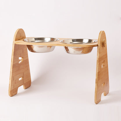 Bamboo Elevated Double Dog Bowl | Ergonomic Pet Feeder Australia